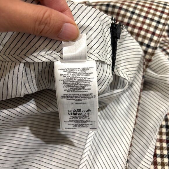 Brooks Brothers Plaid Wool Skirt Women 8 Brown Ruffles Preppy Academia Heritage - Picture 6 of 8